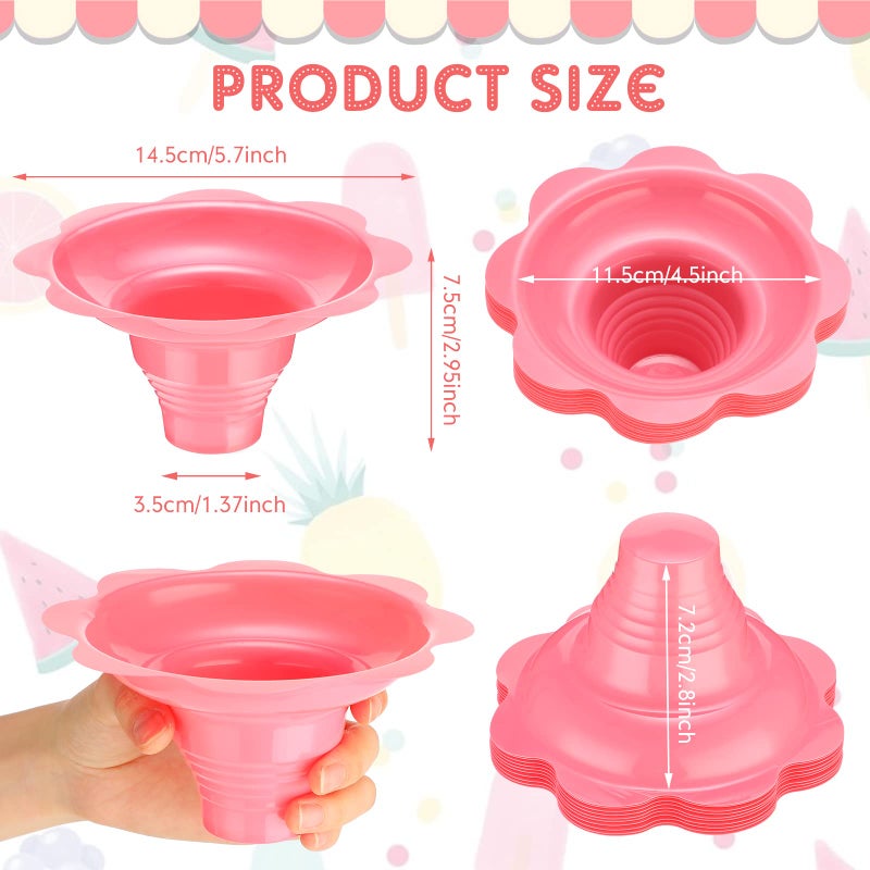 Eaasty 200 Pieces 4 oz Colorful Plastic Dessert Cups Flower Shaped Shaved Ice Cups Small Leak Proof Plastic Slush Snack Ice Cream Bowls for Trifle and Shaved Ice - Image 3