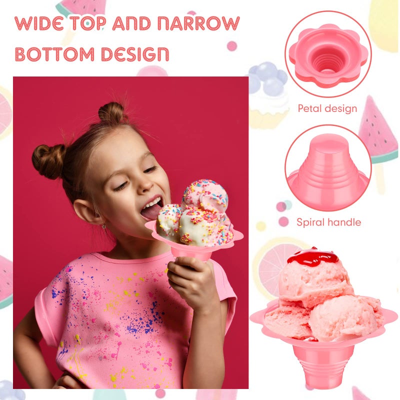 Eaasty 200 Pieces 4 oz Colorful Plastic Dessert Cups Flower Shaped Shaved Ice Cups Small Leak Proof Plastic Slush Snack Ice Cream Bowls for Trifle and Shaved Ice - Image 4