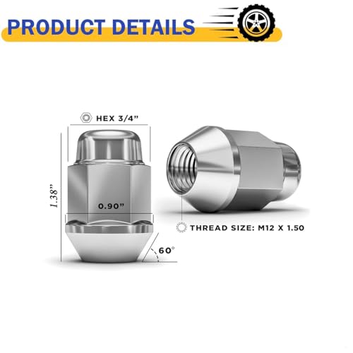Mysttoo 5PCS M12x1.5 Chrome Wheel Lug Nut 35mm Tall 19mm Hex Nuts Compatible with Honda Accord Odyssey CR-V Civic Acura Ford Fusion Kia Hyundai Toyota Dodge Chrysler Mazda Many Cars - Image 3