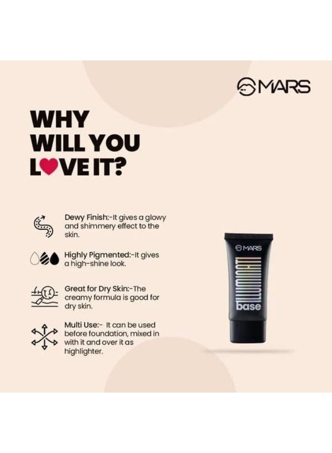مارس برايمر مارس إلوميناتي الأساسي الندي مع هايلايتر | برايمر جلو ديوي لمكياج الوجه | لمسة نهائية طبيعية (45 مل) (وردي) - Image 4