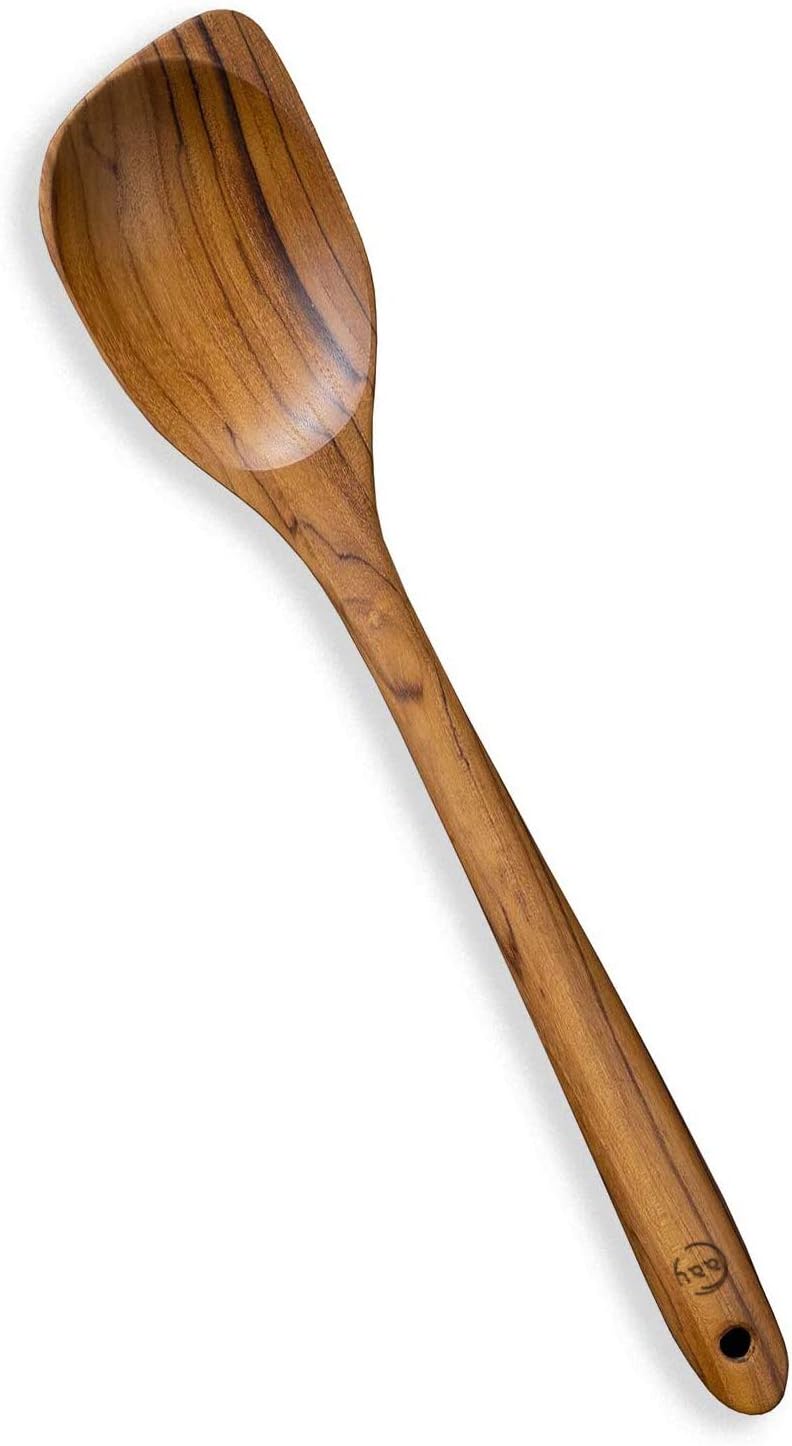 FAAY Teak Wooden Utensils, Healthy Spoon and Spatula Handcraft from High Moist-Resistance Teakwood for Non Stick Cookware (Corner Spoon - Right Hand) - Image 1