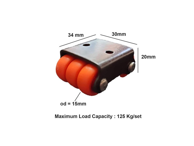 DROPTECH small 6 Wheel fix Castor Wheels 20 mm Wheel Caster for Furniture Table Trolley 125 kg Load Capacity Pack of 4 - Image 3
