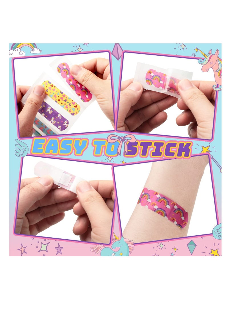 Excefore - Kids Cartoon Bandages, 5 Styles 200 Pcs Flexible Adhesive Colorful Strips Waterproof Cute Bandages, Repair Tape Knuckle Stickers, Comfortable Protection Care for Cuts Scrapes Burns - Image 1