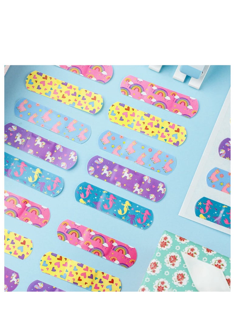 Excefore - Kids Cartoon Bandages, 5 Styles 200 Pcs Flexible Adhesive Colorful Strips Waterproof Cute Bandages, Repair Tape Knuckle Stickers, Comfortable Protection Care for Cuts Scrapes Burns - Image 1