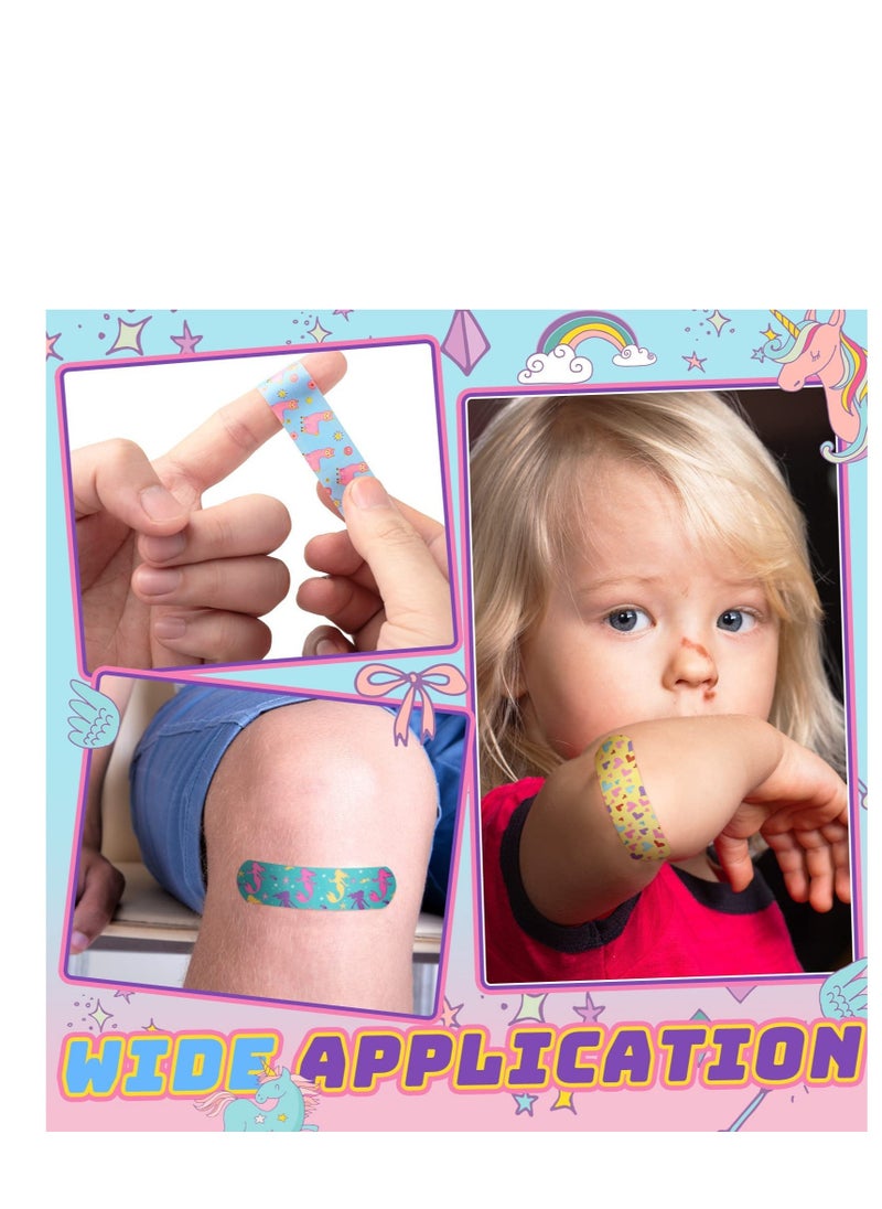 Excefore - Kids Cartoon Bandages, 5 Styles 200 Pcs Flexible Adhesive Colorful Strips Waterproof Cute Bandages, Repair Tape Knuckle Stickers, Comfortable Protection Care for Cuts Scrapes Burns - Image 1