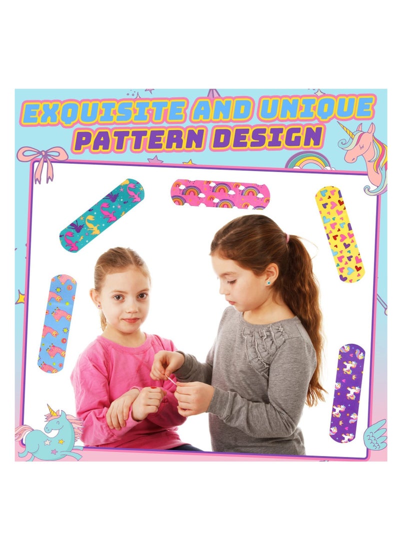 Excefore - Kids Cartoon Bandages, 5 Styles 200 Pcs Flexible Adhesive Colorful Strips Waterproof Cute Bandages, Repair Tape Knuckle Stickers, Comfortable Protection Care for Cuts Scrapes Burns - Image 1