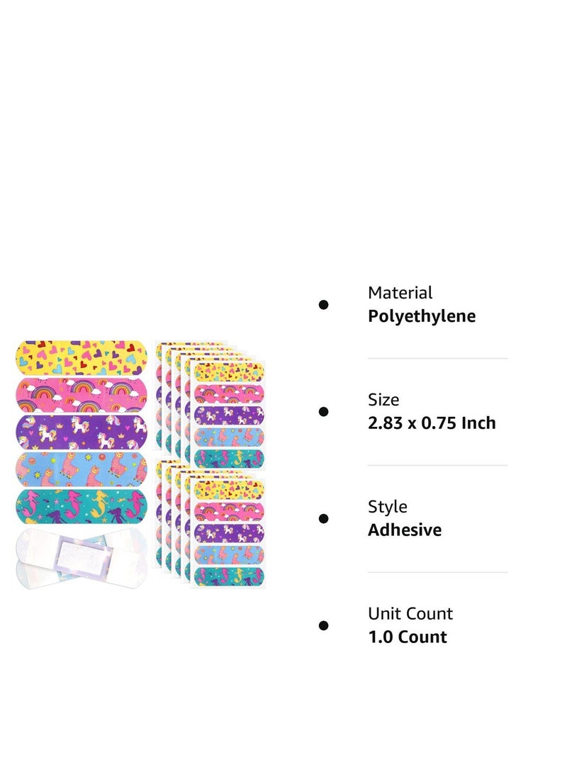 Excefore - Kids Cartoon Bandages, 5 Styles 200 Pcs Flexible Adhesive Colorful Strips Waterproof Cute Bandages, Repair Tape Knuckle Stickers, Comfortable Protection Care for Cuts Scrapes Burns - Image 1