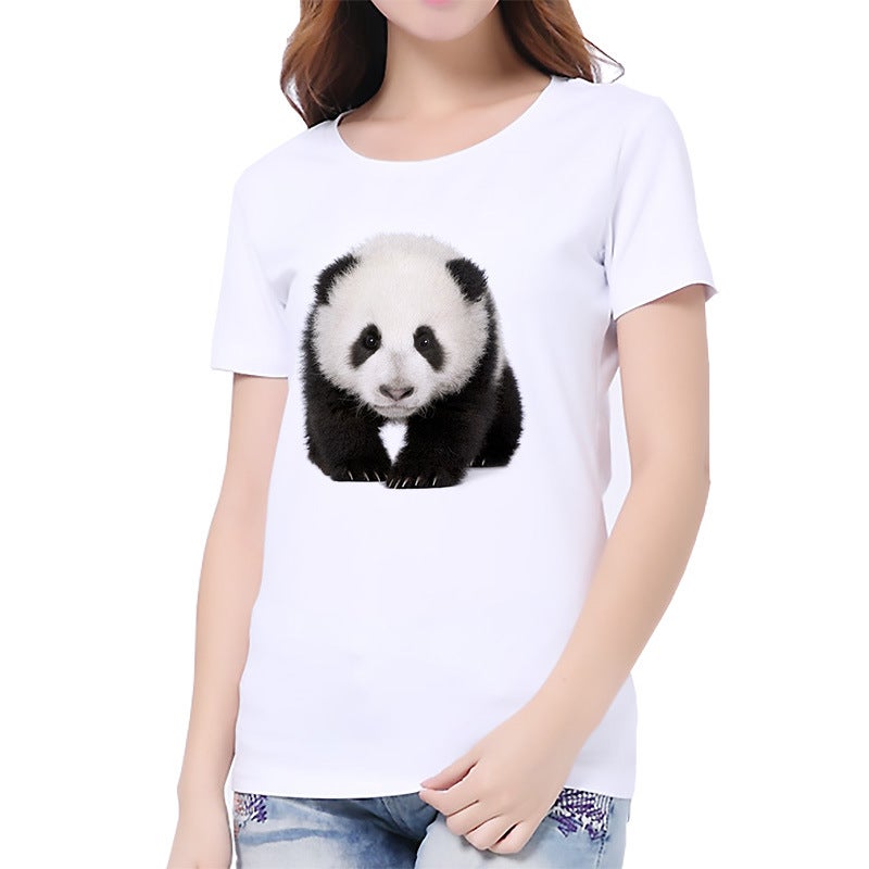 Z cat dog printed white women's casual top bottoming shirt T-shirt - Image 1
