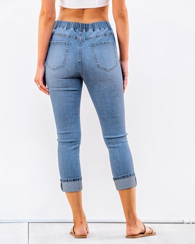 GRAPENT Womens Casual Cropped Pants - Cobalt Blue, Size L/12/14 - Image 2