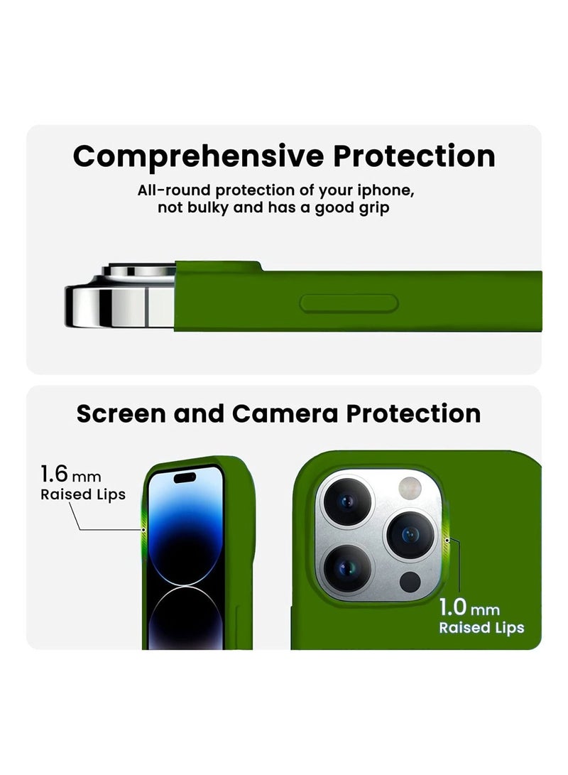 Delivus iPhone 14 Pro Max Case Silicone Cover Soft Liquid Gel Rubber Cover Anti Scratch Anti Fingerprint Anti Drop (Green) - Image 3