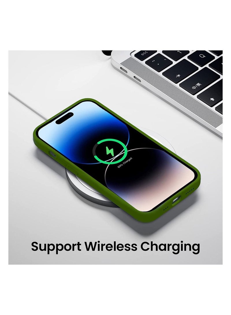 Delivus iPhone 14 Pro Max Case Silicone Cover Soft Liquid Gel Rubber Cover Anti Scratch Anti Fingerprint Anti Drop (Green) - Image 4