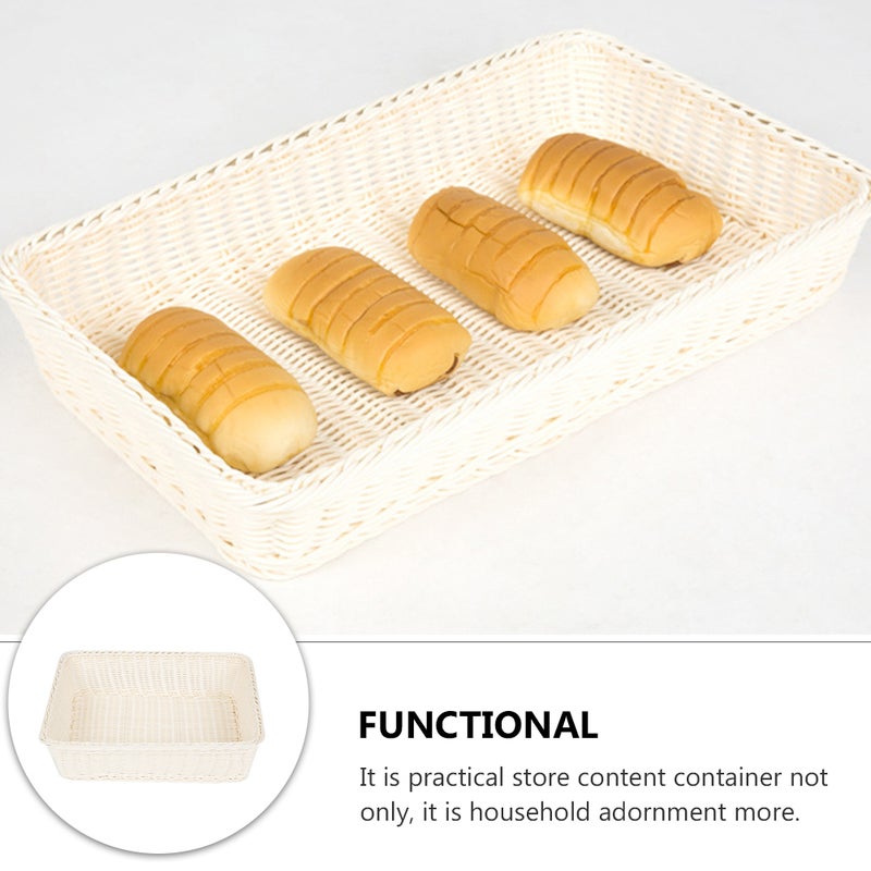 1pc Imitation Rattan Woven Basket Bread Basket Food Storage Basket for Bakery - Image 4