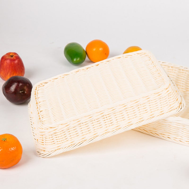 1pc Imitation Rattan Woven Basket Bread Basket Food Storage Basket for Bakery - Image 1