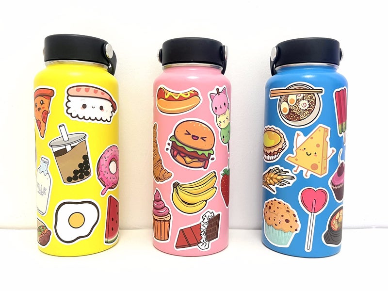 Aowplc Cute Food Vinyl Stickers Pack for Water Bottles, Waterproof, Matte, 200 Pieces - Image 5
