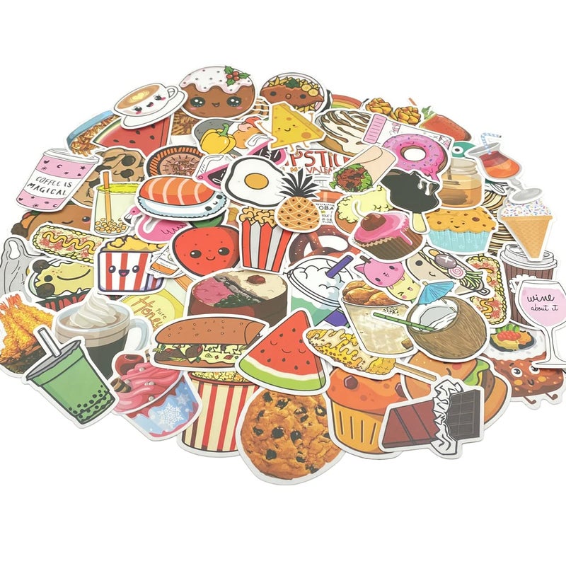 Aowplc Cute Food Vinyl Stickers Pack for Water Bottles, Waterproof, Matte, 200 Pieces - Image 4
