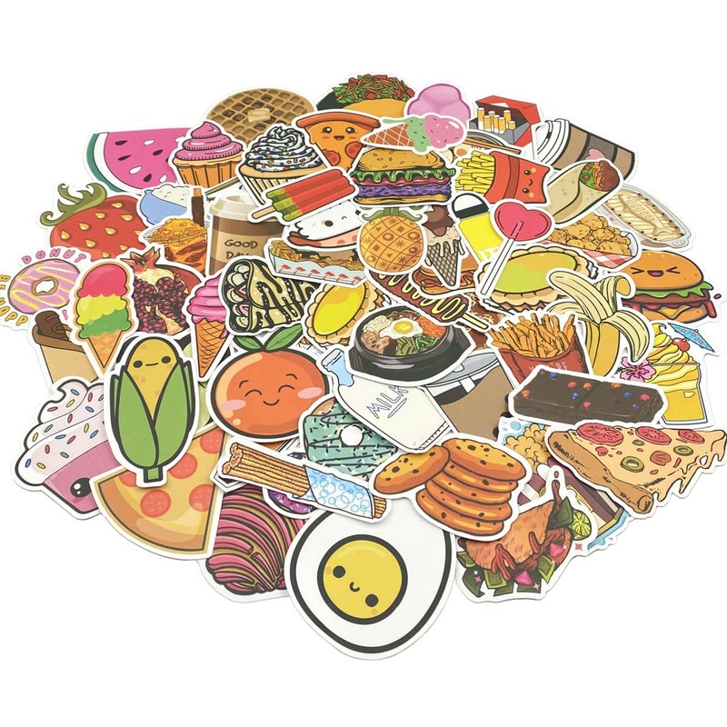 Aowplc Cute Food Vinyl Stickers Pack for Water Bottles, Waterproof, Matte, 200 Pieces - Image 2