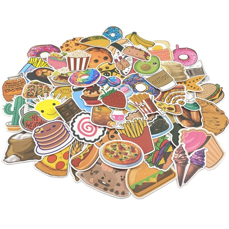 Aowplc Cute Food Vinyl Stickers Pack for Water Bottles, Waterproof, Matte, 200 Pieces - Image 3