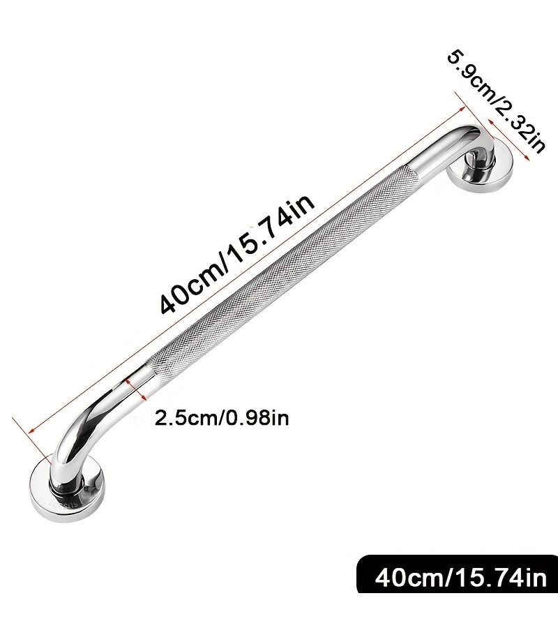 Stainless Steel Knurled Handrail For Bathroom 19.69 Inches Elderly Disabled - Image 5