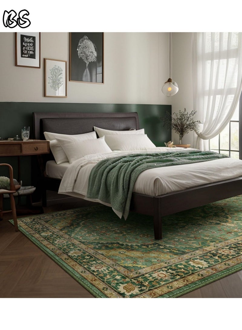 BS 140x200cm Bohemian Vintage Style Indoor Living Room/Outdoor Camping Blanket | Washable, Durable, Non-Slip Rug | Short Pile Indoor Carpet | Vibrant Colors | Exquisite Pattern | Soft Short Pile | Perfect for Camping, Patio, Living Room, Bedroom, Dining Room, Kitchen and Entryway. - Image 2