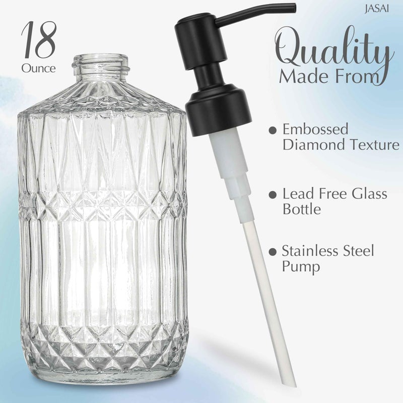 JASAI 18Oz Glass Soap Dispenser with Black Rust Proof Pump, Refillable Kitchen soap Dispenser Thick Glass, Soap Dispenser Bathroom for Hand soap, Dish Soap, Lotion, Body Wash.ï¼ˆBlackï¼‰ - Image 2