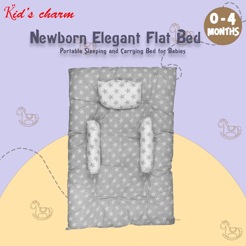 Kid's Charm نجمة النوم للأطفال - سرير محمول 2 في 1 للأطفال من 0 إلى 4 أشهر - وسادة قطنية رمادية - Image 2