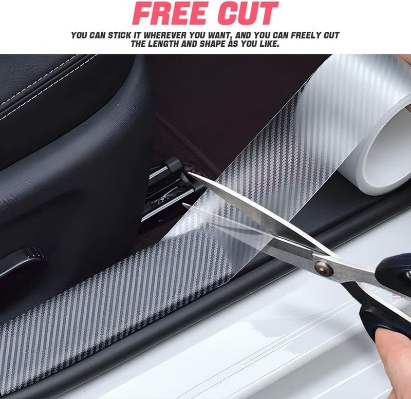 HETVIN Car Door Sill Protector, Car Door Entry Edge Guard Bumper Protector Car Anti-Collision Tape Transparent Carbon Fiber Universal Car Film Decorative Accessories (White) - Image 2