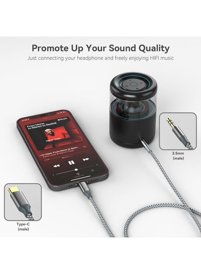Henrety USB C to 3.5mm ylon Braided Aux Cable, Type C to Male Adapter Stereo Extension Audio Cord for iPhone 15 Pro Max 15 Plus, Samsung Galaxy S23-S20 Note 20, Pixel 4 5 XL, iPad Pro (1, Grey, 3.3Ft) - Image 3