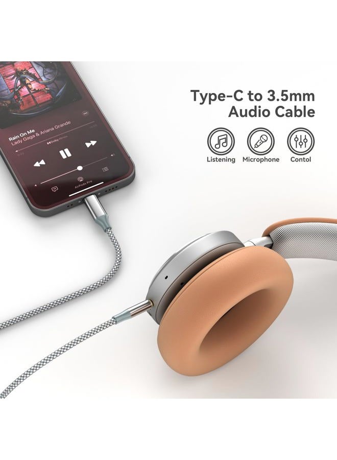 Henrety USB C to 3.5mm ylon Braided Aux Cable, Type C to Male Adapter Stereo Extension Audio Cord for iPhone 15 Pro Max 15 Plus, Samsung Galaxy S23-S20 Note 20, Pixel 4 5 XL, iPad Pro (1, Grey, 3.3Ft) - Image 2