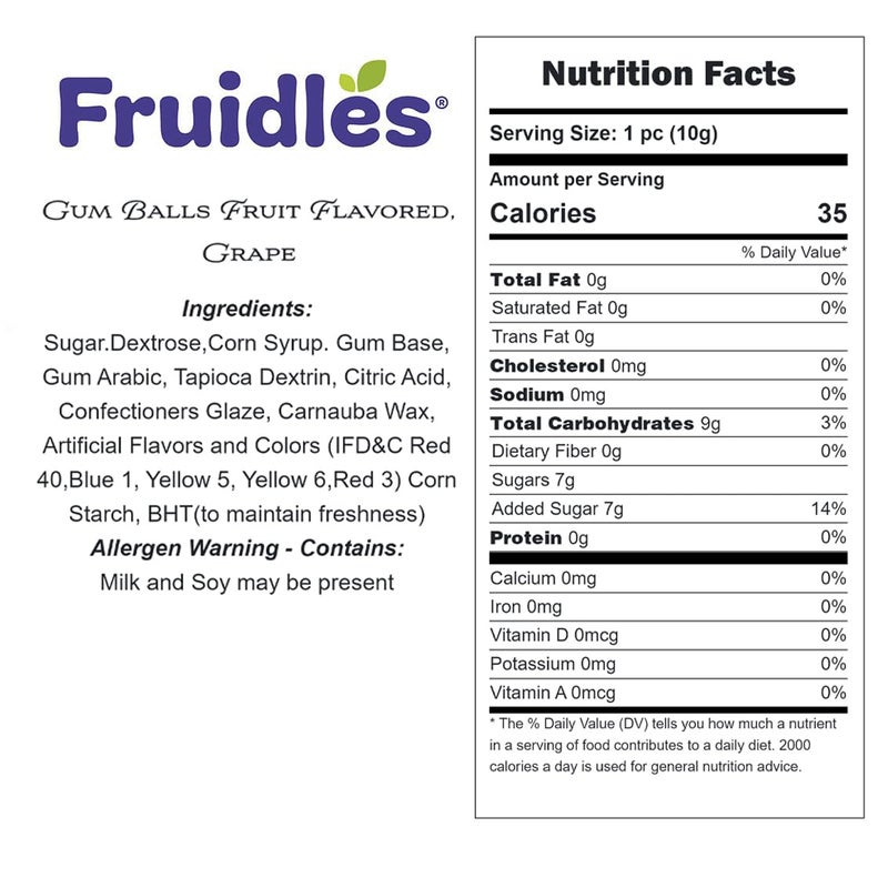 Fruidles Gum Balls Fruit Flavored, Candy Buffet Treats, Machine Size Refills, Kosher Certified Parve, 1" Inch (Grape, Half-Pound) - Image 3