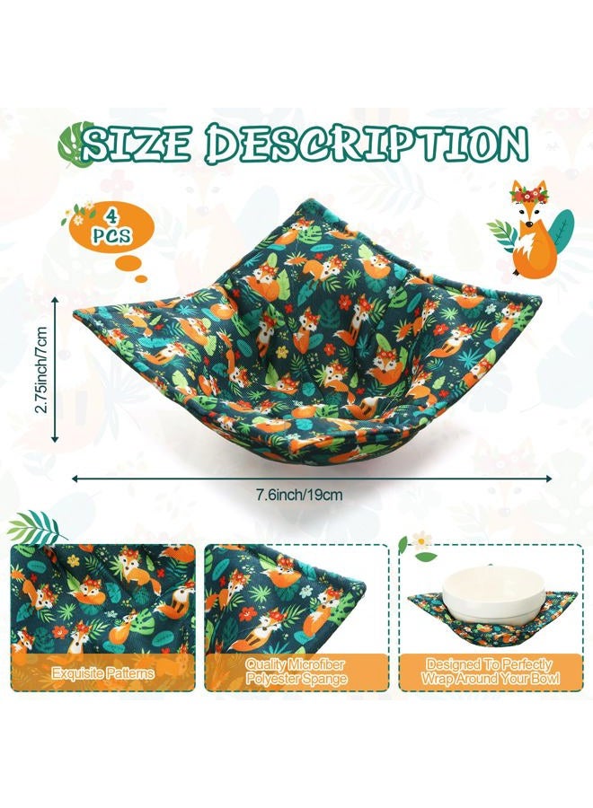 Cunhill Cotton Microwave Bowl Holders Bowl Hot Pads Heat Resistant Bowl Potholders Multipurpose Holders Quilted Bowl Cozy for Soup Bowl Hot Pads Kitchen Supply (Green, Fox Style) - Image 2
