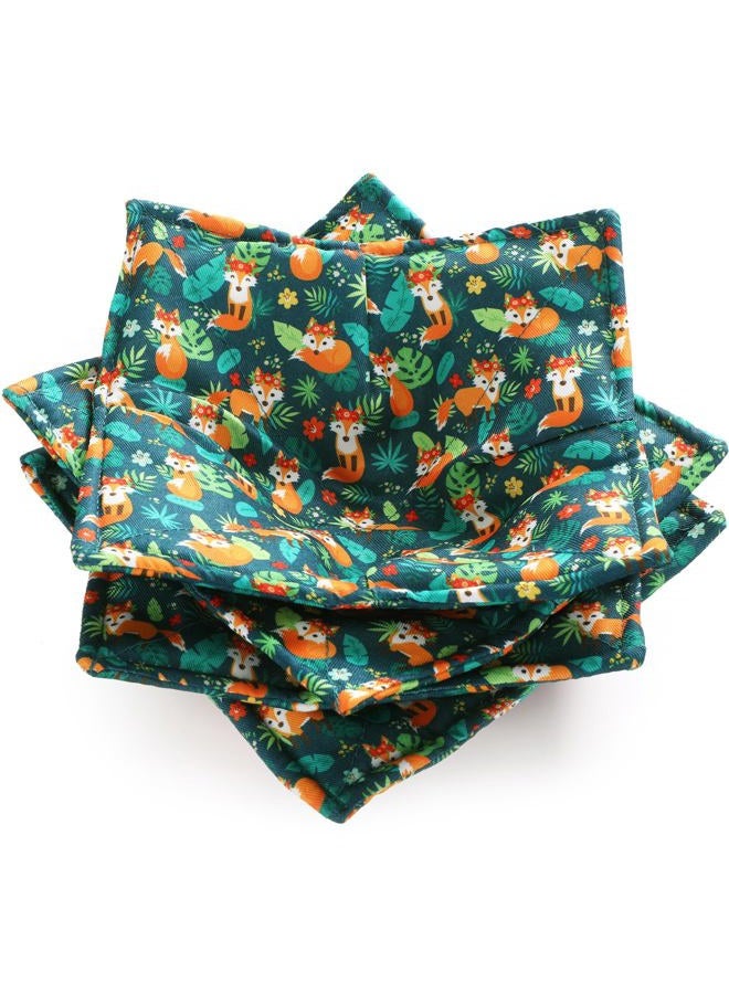 Cunhill Cotton Microwave Bowl Holders Bowl Hot Pads Heat Resistant Bowl Potholders Multipurpose Holders Quilted Bowl Cozy for Soup Bowl Hot Pads Kitchen Supply (Green, Fox Style) - Image 1