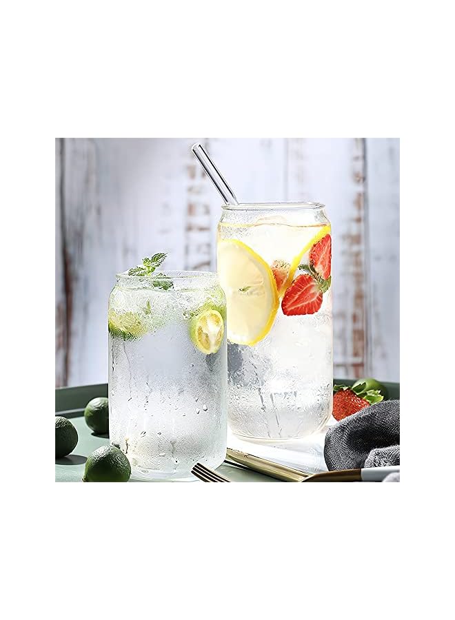 PROMASS Cans,  Can Shaped Glass Glass Cups Transparent Water Cup Juice Drink Cup Drinking Cups with Straw for Water and Mixed Drink for Any Drink and Any Occasion ( 500 Ml ) - Image 3