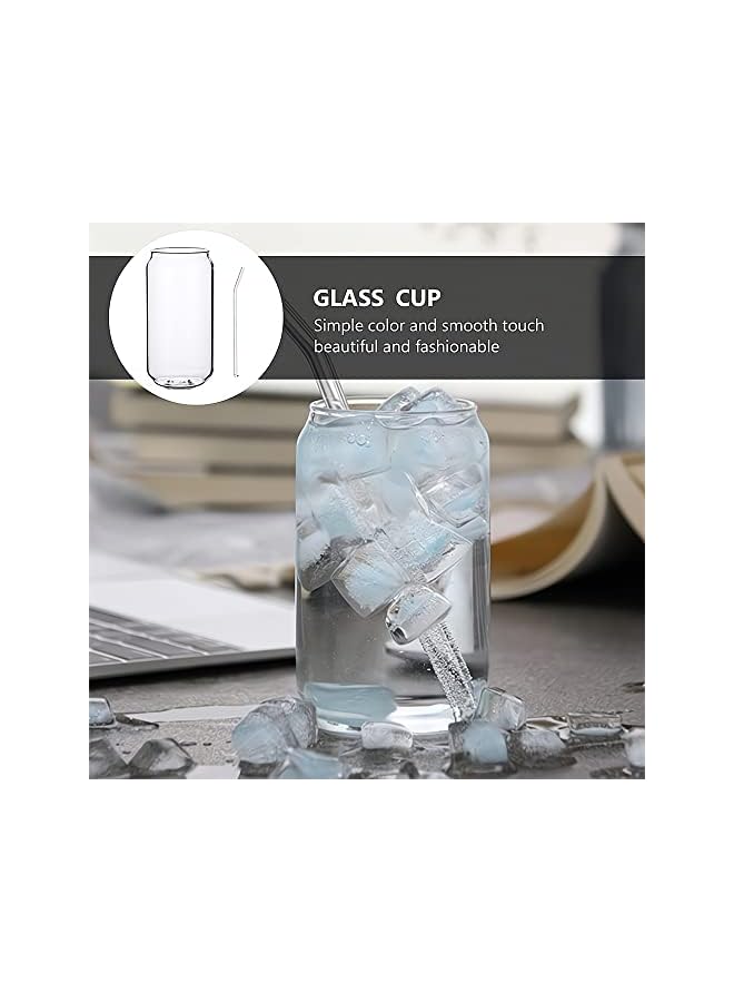 PROMASS Cans,  Can Shaped Glass Glass Cups Transparent Water Cup Juice Drink Cup Drinking Cups with Straw for Water and Mixed Drink for Any Drink and Any Occasion ( 500 Ml ) - Image 5