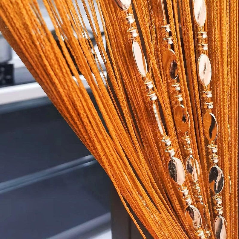 ave split 100cmX200cm Decorative Door String Curtain Beads Wall Panel Fringe Window Room Divider Blind for Wedding Coffee House Parts Door Divider Beads Tassel Screen Decoration (Orange 25) - Image 1