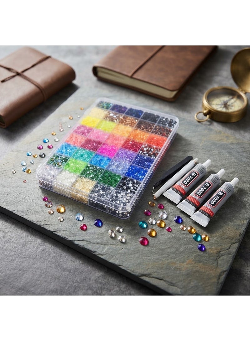 StarKids 【Huge and Peel-Proof Set - 32,000 Pieces】 40 Vibrant Colors Resin Flatback Rhinestone Kit (3mm Size), Includes 3 Tubes of B7000 Glue and Precision Tweezers - The #1 Professional Choice for Nail Art, Clothing, Phone Cases, DIY Projects and Home Decor - Image 3