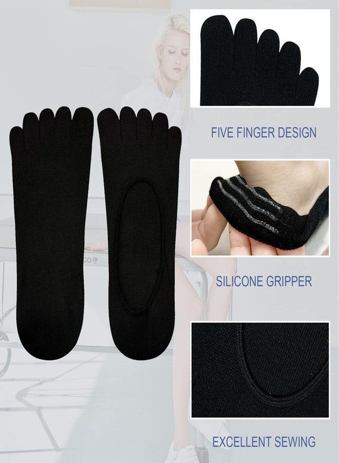 CaiDieNu No Show Toe Socks Women, Low Cut Five Fingers Cotton Running Athletic Invisible Boat Socks, 6 Pairs - Image 4
