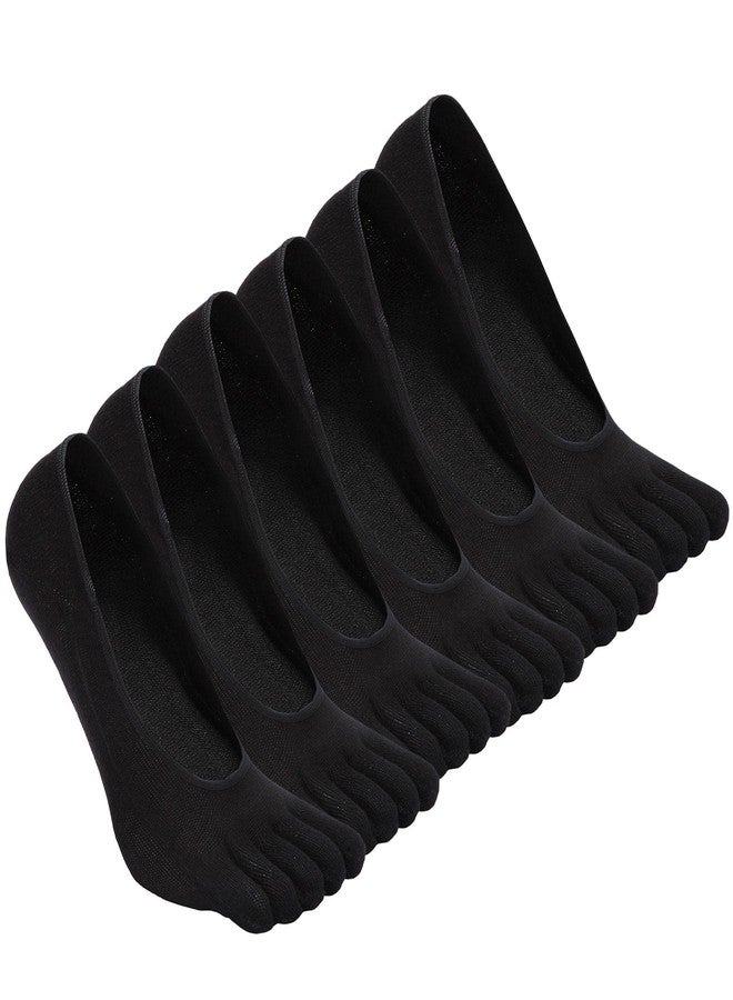 CaiDieNu No Show Toe Socks Women, Low Cut Five Fingers Cotton Running Athletic Invisible Boat Socks, 6 Pairs - Image 1