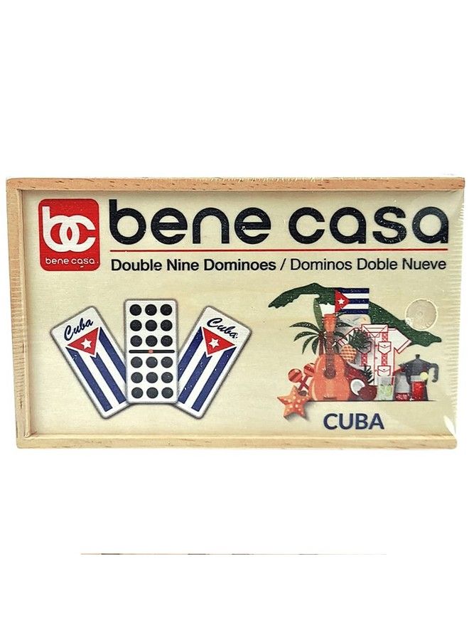 Bene Casa Cuban Flag Design Double Nines Dominoes Set (55 Dominoes) Ideal For 210 Players Includes Wooden Storage Box - Image 1