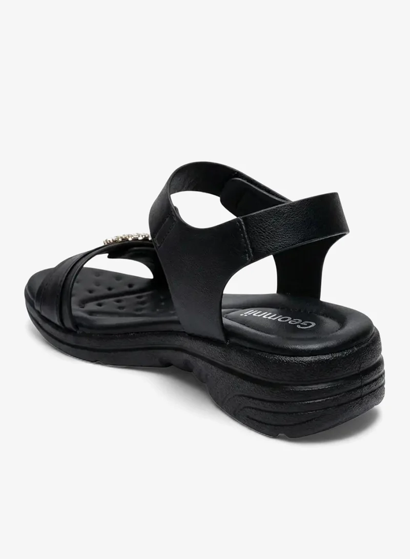 Geoomnii Black Women’s Sandals with Back Strap – Comfortable, Stylish & Secure Fit for Women | Best Price UAE