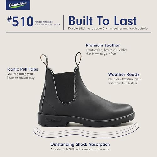 Blundstone Original 510 Series Unisex Chelsea Boots with Premium Water Resistant Leather and Cushioned Midsoles, Black, 7.5 US Men / 9.5 US Women / 6.5 AU - Image 3