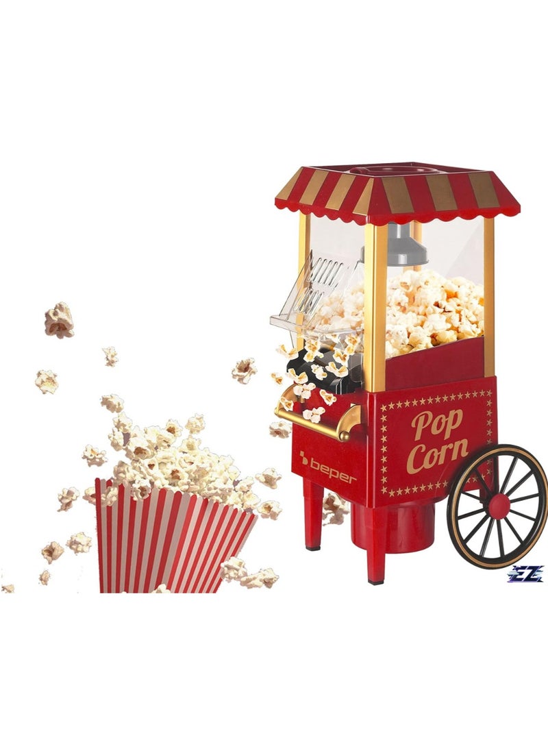 ELTRAZONE Retro Popcorn Machine – Red/Gold Popcorn Maker with Durable Acrylonitrile Butadiene Styrene (ABS) Construction  - Image 1