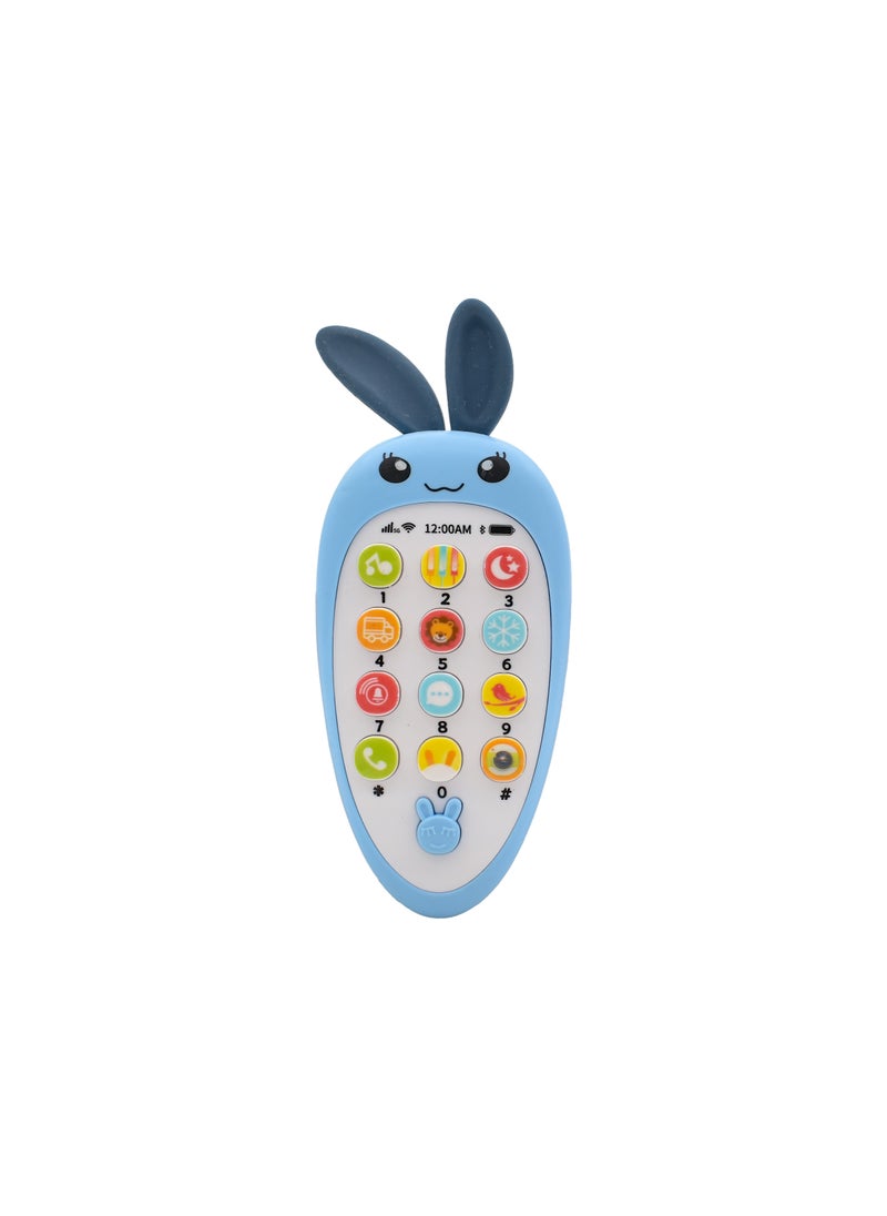 null - Baby Music Phone Toy with Simulation Teether Phone Baby Rabbit Design Early Educational Toy(Blue) - Image 1