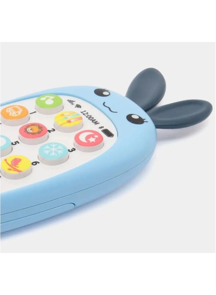 null - Baby Music Phone Toy with Simulation Teether Phone Baby Rabbit Design Early Educational Toy(Blue) - Image 1