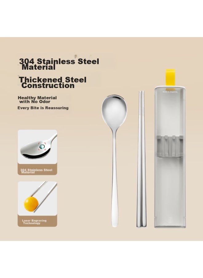 JD.com Jd Jingzao 304 Stainless Steel Portable Tableware Set Of Three Pieces Including Chopsticks And Spoon, Travel Set For Primary School Students And Adults - Image 2