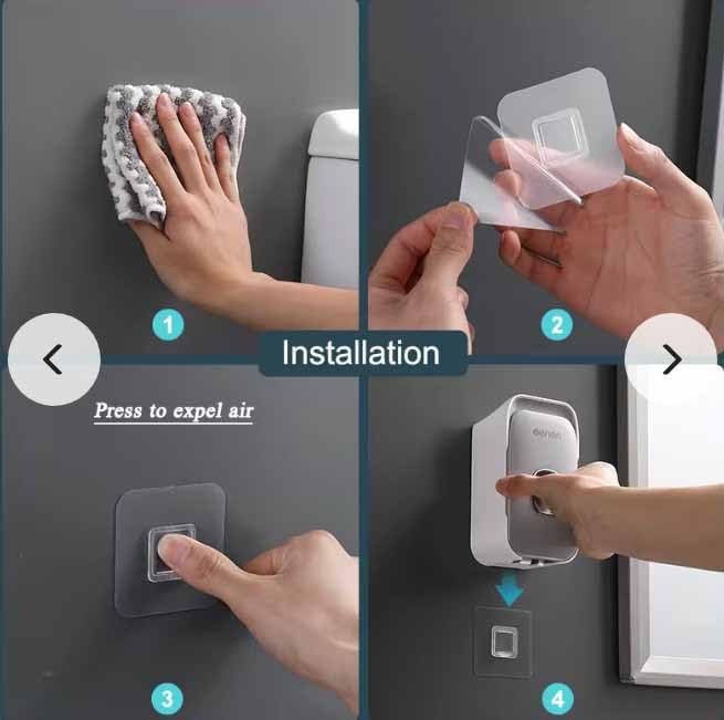 TGOPIT Plastic Automatic Toothpaste Dispenser Squeezer With Toothbrush Holder Wall Mounted PunchFree SpaceSaving Toothpaste Squeezer For Home Washroom Bathroom Accessories Sets1Pcs - Image 3