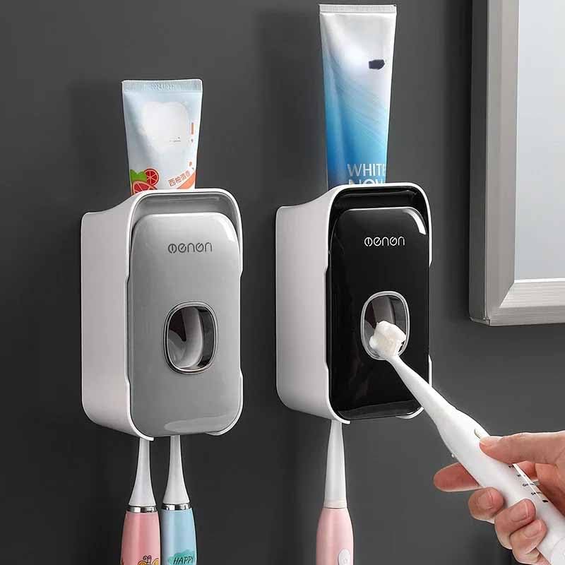TGOPIT Plastic Automatic Toothpaste Dispenser Squeezer With Toothbrush Holder Wall Mounted PunchFree SpaceSaving Toothpaste Squeezer For Home Washroom Bathroom Accessories Sets1Pcs - Image 1