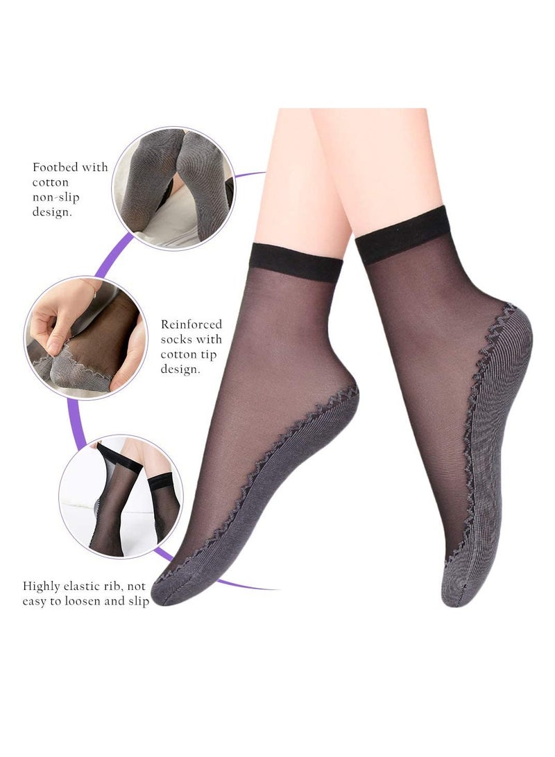 Barakah Ankle Nylon Silky Socks 10 Pairs Ankle Nylon Stockings, High Soft Crystal Silky Hosiery, for Women, Girls - Image 4