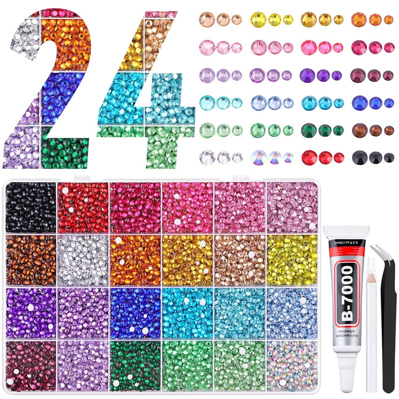 TINKRSTUFF 22000Pcs Resin Rhinestones for Bedazzling with Tweezers, Multicolor 2/3/4mm Rhinestones for Crafting with B7000 Jewelry Glue for DIY Crafts Clothing Tumblers Shoes Fabric Nail Art - Image 1