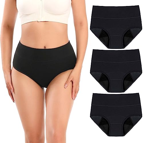 Molasus Incontinence Underwear for Women High Absorbency Period Leakproof 3 Pack Black 3XLarge - Image 2