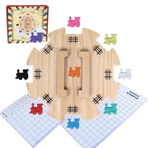 GOTHINK Mexican Train Dominoes Accessories Set Large Size Pine Hub 9 Colorful Metal Markers 50Sheet Score Pads2 - Image 1